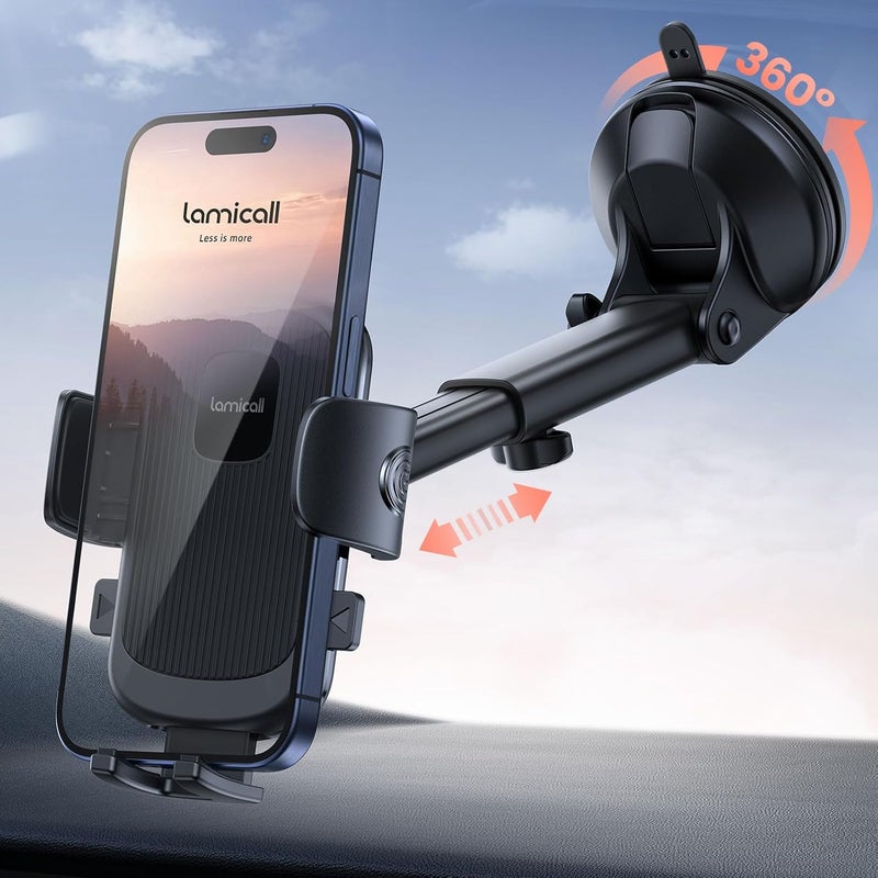 Lamicall Car Phone Mount - [Strongest Military-Grade Suction Cup] 360° Rotation Phone Holders for Your Car Quick Release Adjustable Phone Mount for Car Dashboard for iPhone 17 16 Pro Max Galaxy Truck - Image 1